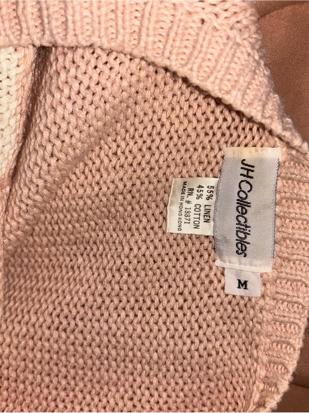 Linen and Cotton Women's Pink Argyle Knit Sleeveless Sweater Top Vintage - Picture 2 of 4